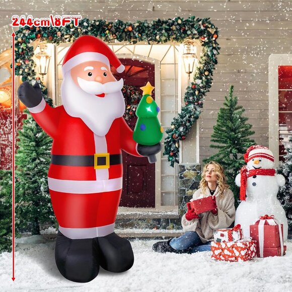 ⚡8FT Christmas Inflatable Santa Large Blow up Built-in LED Light Yard Decoration - Picture 2 of 8